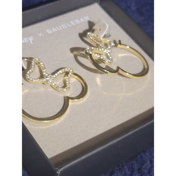 Disney x BaubleBar Gold Minnie Mouse Silhouette Rhinestone-encrusted Earrings - Picture 5 of 5